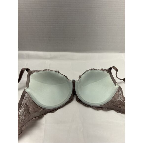 Victoria's Secret Angels Bra Taupe Lace over Aqua Lightly Padded Underwire 34D - Picture 9 of 10